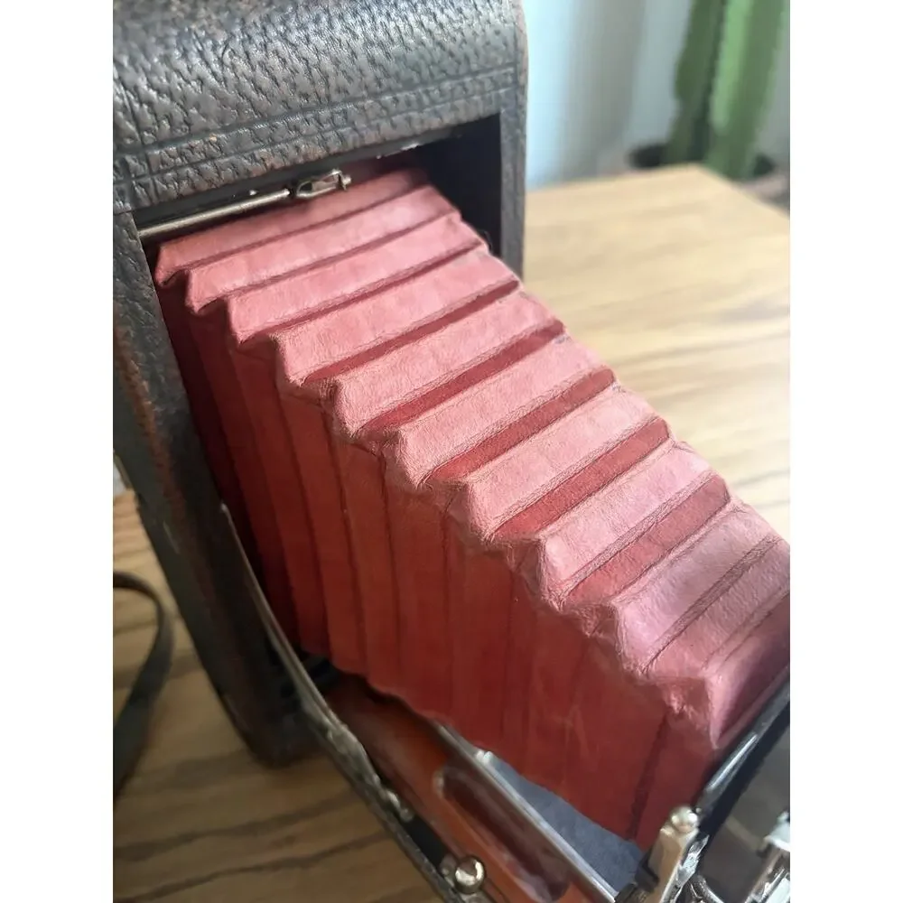 Antique Kodak No. 3A Folding Pocket Camera Model D Red Leather Bellows With Case